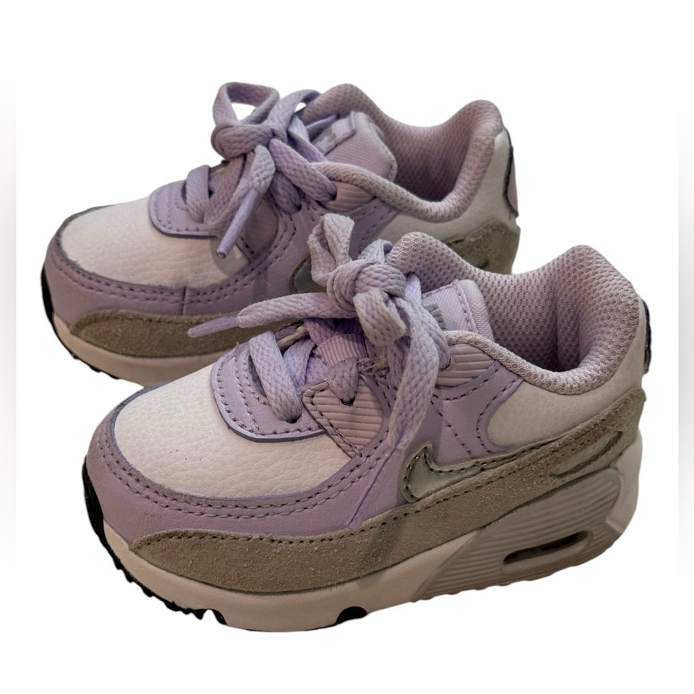Nike Air Max 90 LTR White Silver Violet Infant Girls Shoe 4C